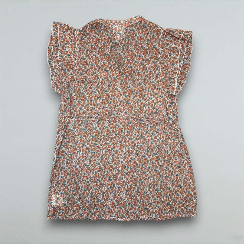 Floral Flutter Sleeve Button Front Maternity Blouse Tie Back Small - Picture 3 of 4